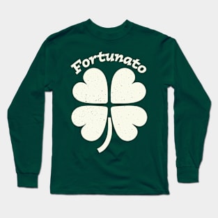 Fortunato Emblem - Distressed Four-Leaf Graphic Design Long Sleeve T-Shirt